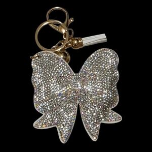 Elegant White Bow Bag Charm | Keychain